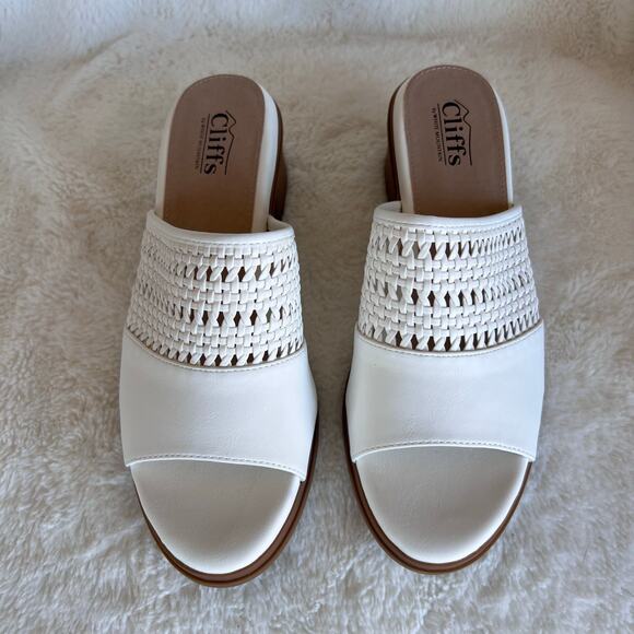Cliffs by White Mountain Corley White Woven Slide Block Heeled Sandal 9.5 - Picture 6 of 12